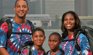 Three members of this family approve of wearing tye dye.