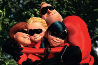 The family that hugs together destroys Incrediboy together. 