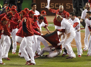 The zombie Cardinals want David Freese's brains!