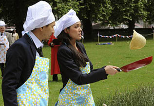 We spent all this time prepping for the race but never once tried running while flipping pancakes???