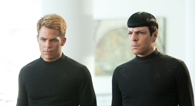 One mock turtleneck is black and the other one is a slightly darker black.