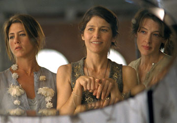 The other actresses are impressed that Jennifer Aniston finally got lei'd