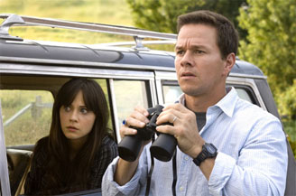 Mark and Zooey watch on in horror as critics review Lady in the Water.